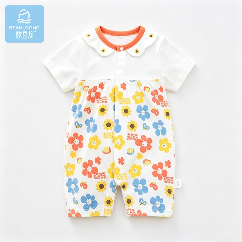 Handoulong bebê verão macacão bebê menina fino Shorts de manga curta macacão menina verão curto macacão passeio