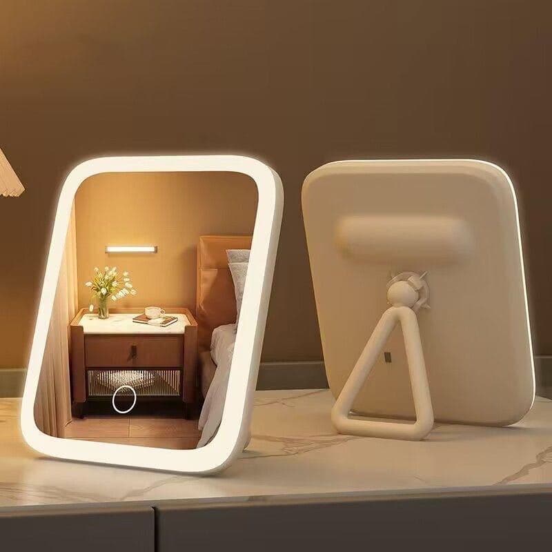 Novo estilo LED espelho de maquiagem dormitório estudante luz preenchimento Desktop espelho carregamento com espelho luz