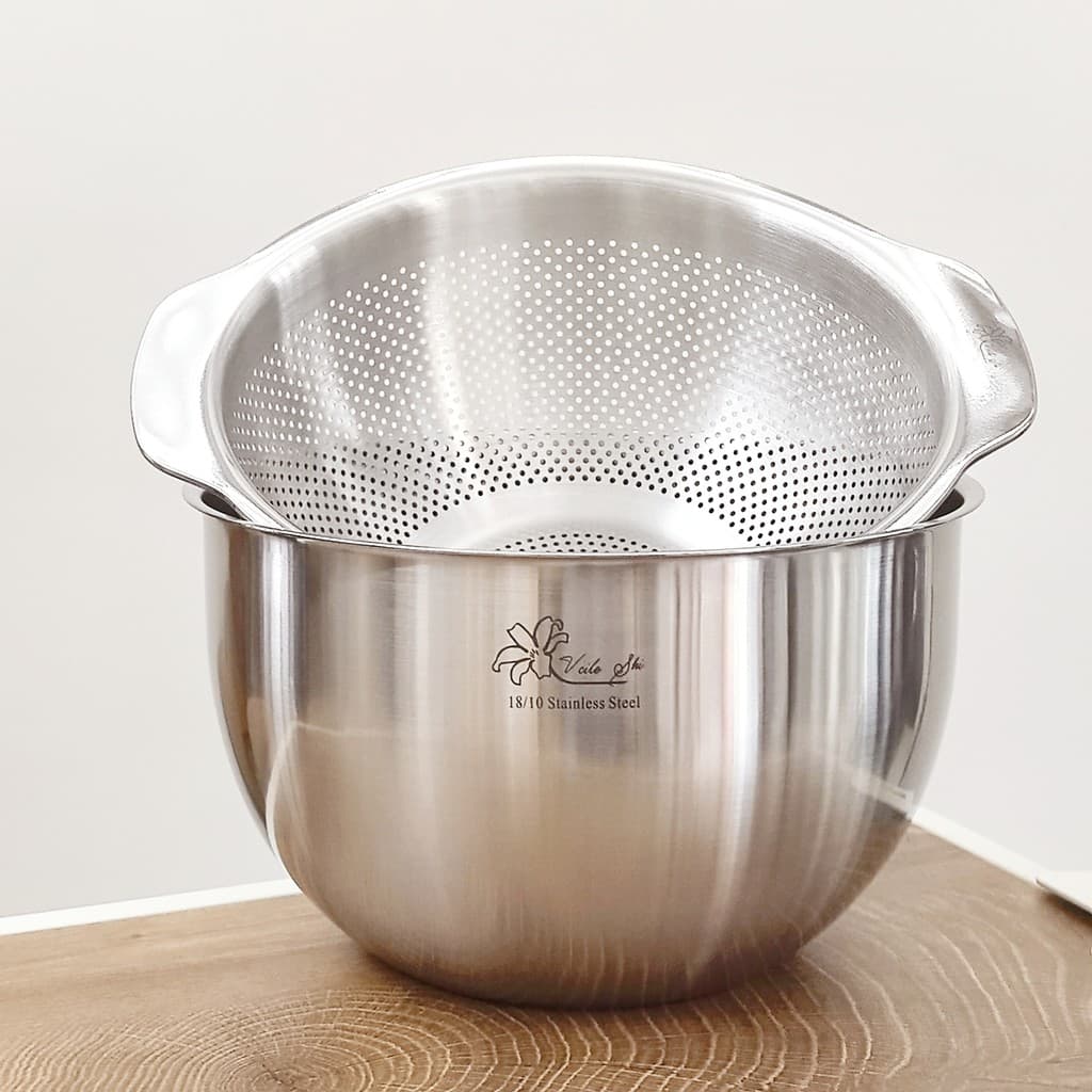 Cesta de drenagem de aço inoxidável 18/10, cozinha doméstica, bacia de lavagem de vegetais, cesta de lavagem de vegetais