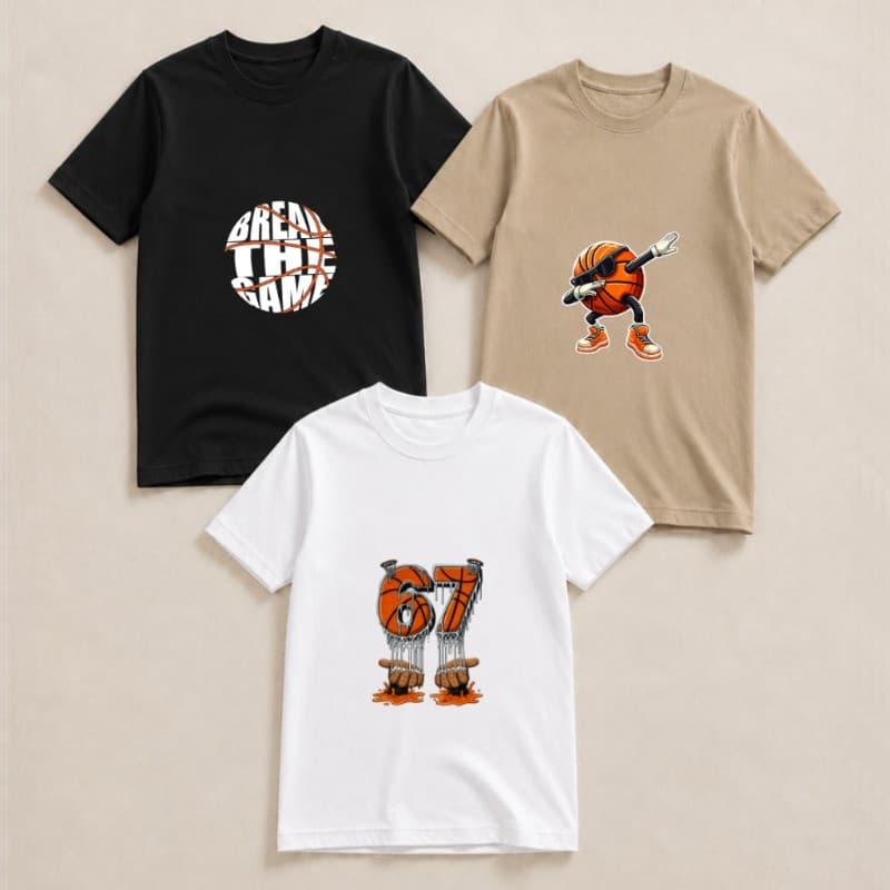 Kit 3 Camisetas Infantil para Menino 67 Six Seven 100% Algodão manga curta