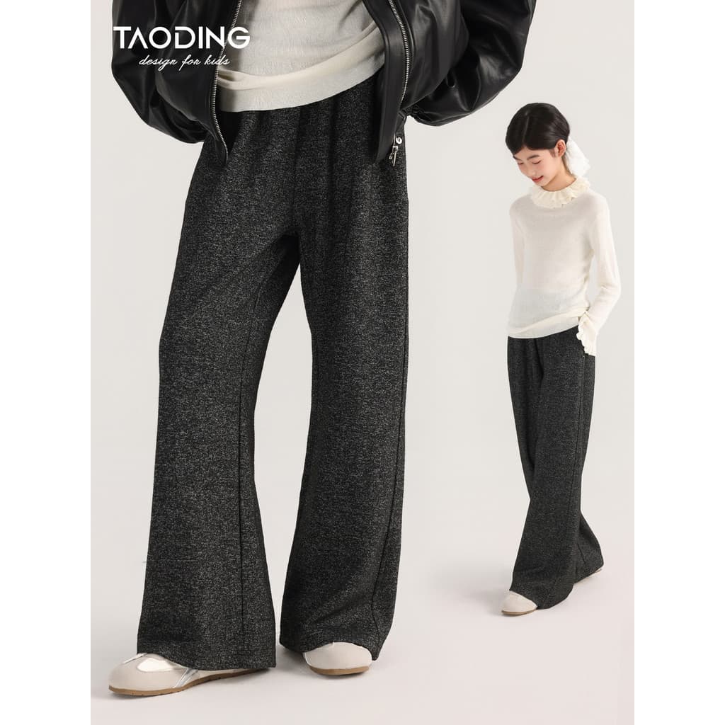 Taoting meninas calças casuais primavera outono novo estilo crianças meninas moda moda malha calças de perna larga grand