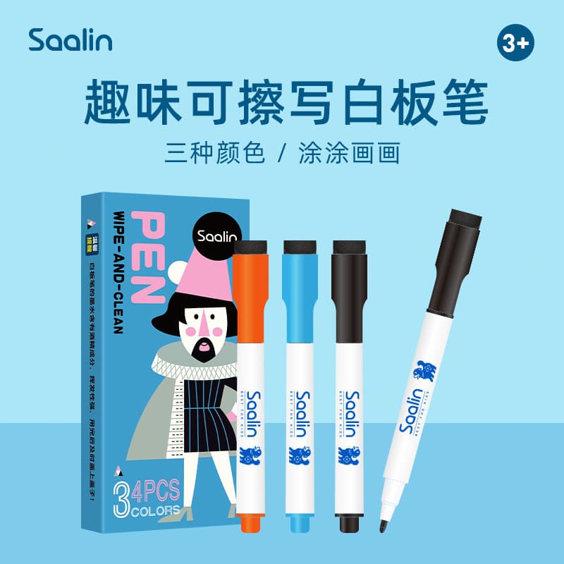 Salin Saalin Saalin Caneta apagável infantil segura e não tóxica Caneta para quadro branco Caneta para quadro negro Cane
