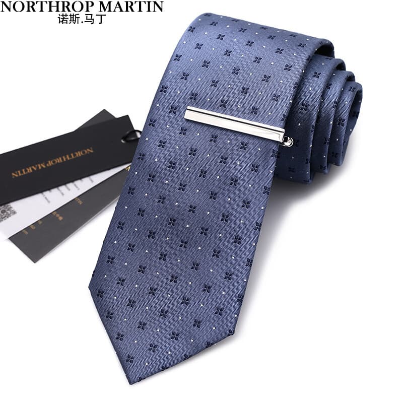 Gravata de seda Nos Martin masculina, roupa Formal de negócios, seda amoreira de alta qualidade com prendedor de gravata