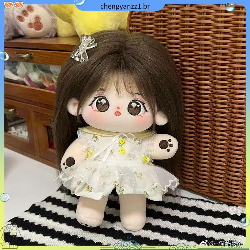 20cm boneca de algodão genuíno boneca de pelúcia diy intercambiável pentear cabelo influenciador brinquedo enviar presen