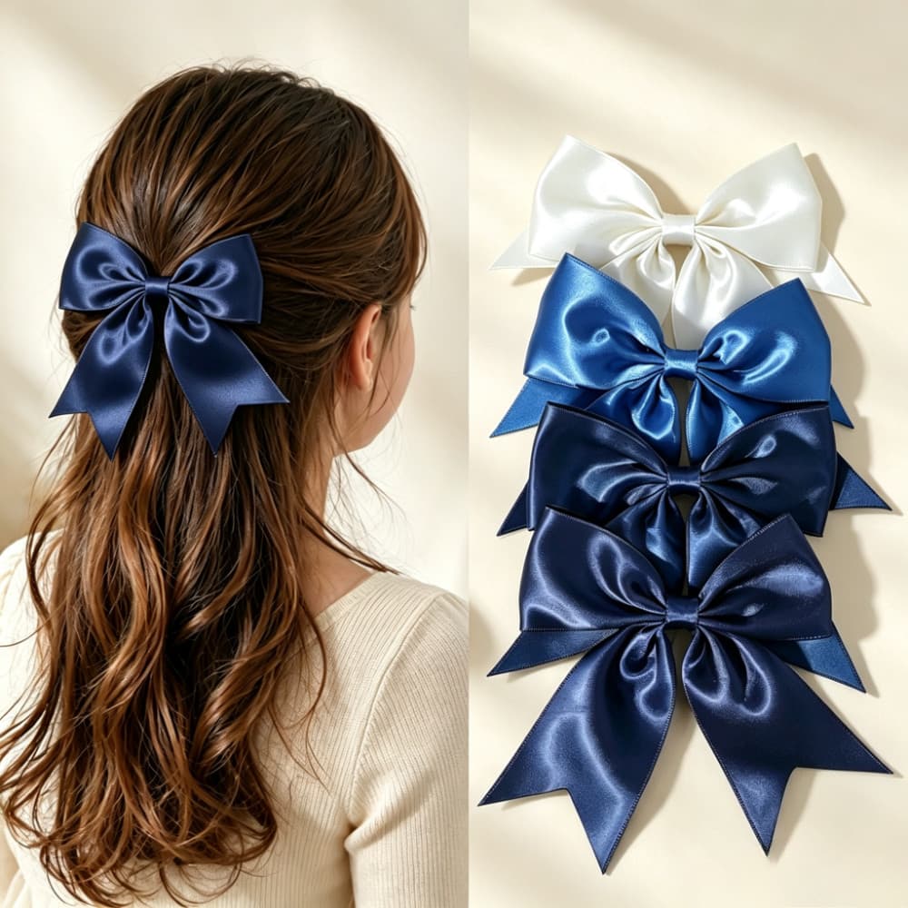 1 Lote De Grampo De Cabelo Com Laço Grande De Cetim Infantil , Acessórios Versáteis Estilo Princesa Para Meninas , Decor