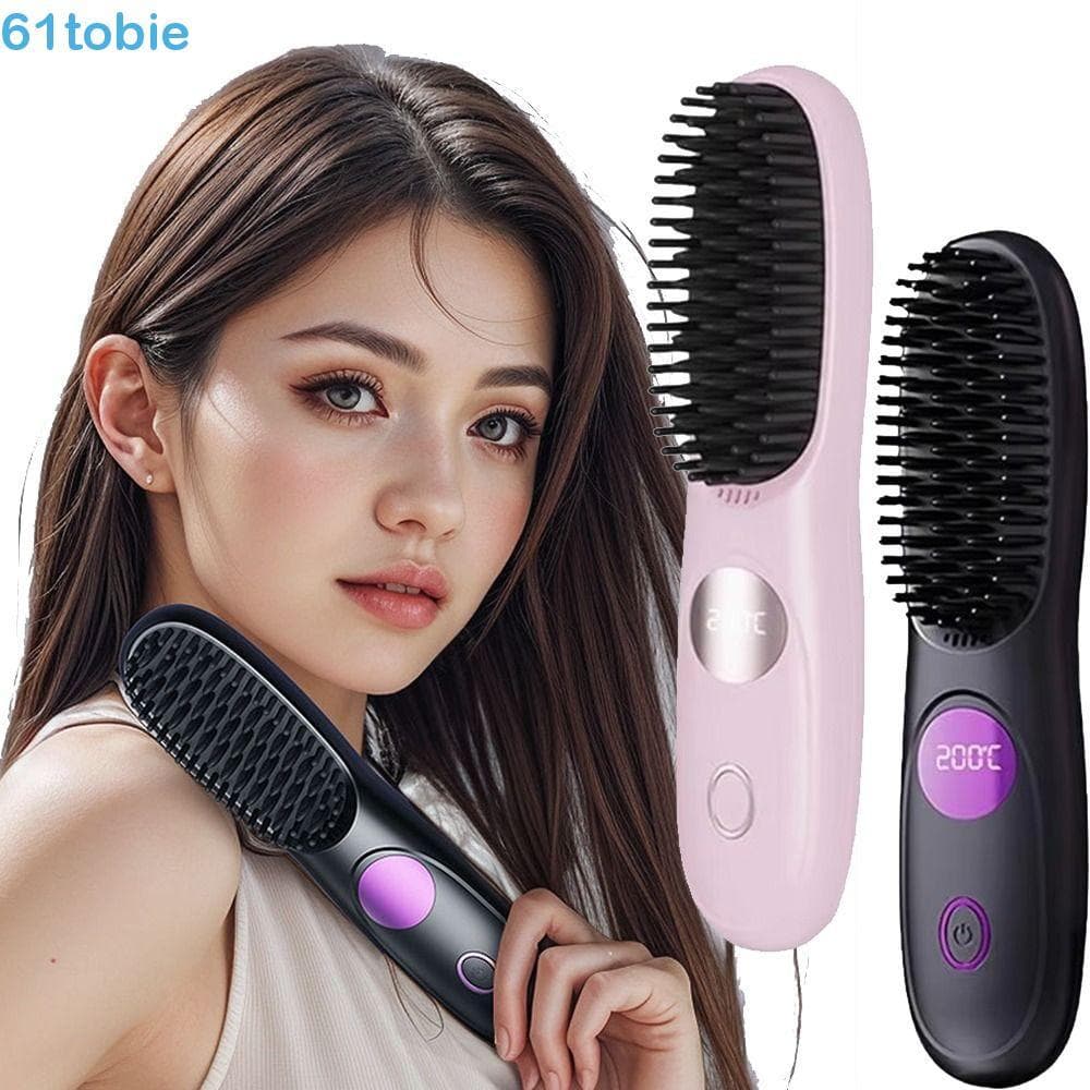 Escova Alisadora De Cabelo TOBIE , Alisador Portátil De Íon Negativo Anti-Queimadura , USB Sem Fio