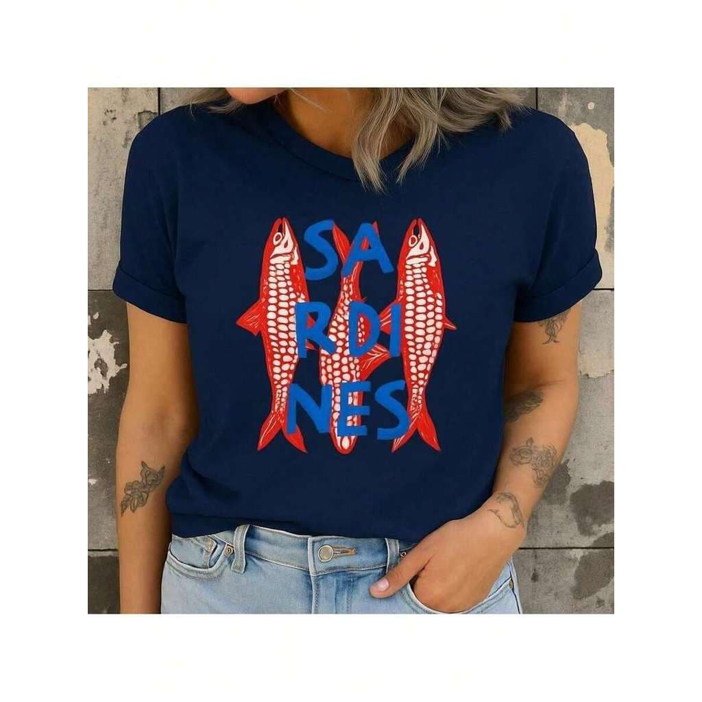 Camiseta T shirt Sardinhas  Feminina Sardines 100% Algodão estilosa verão Entrega Imediata
