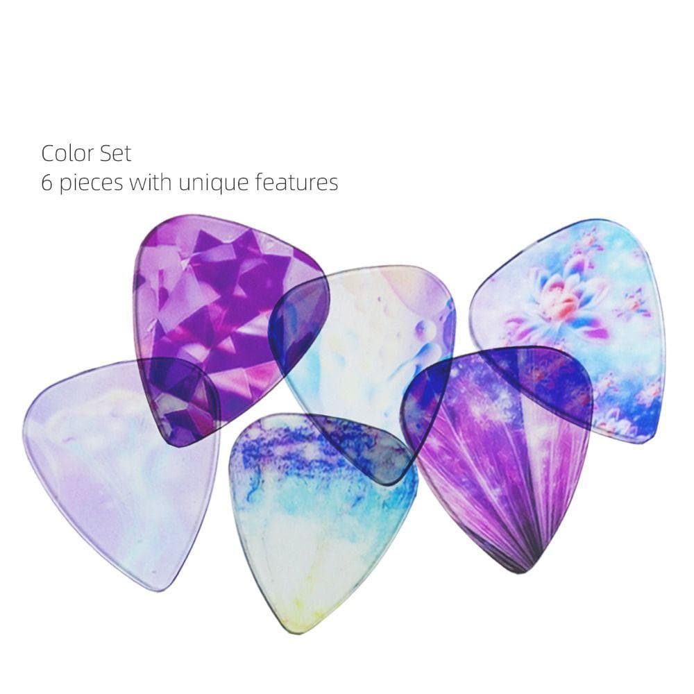 FTARLY 6 Peças De Palheta Para Guitarra Acústica , Palhetas Transparentes De 0.81 Mm , Dedo Durável Em Formato De Coraçã