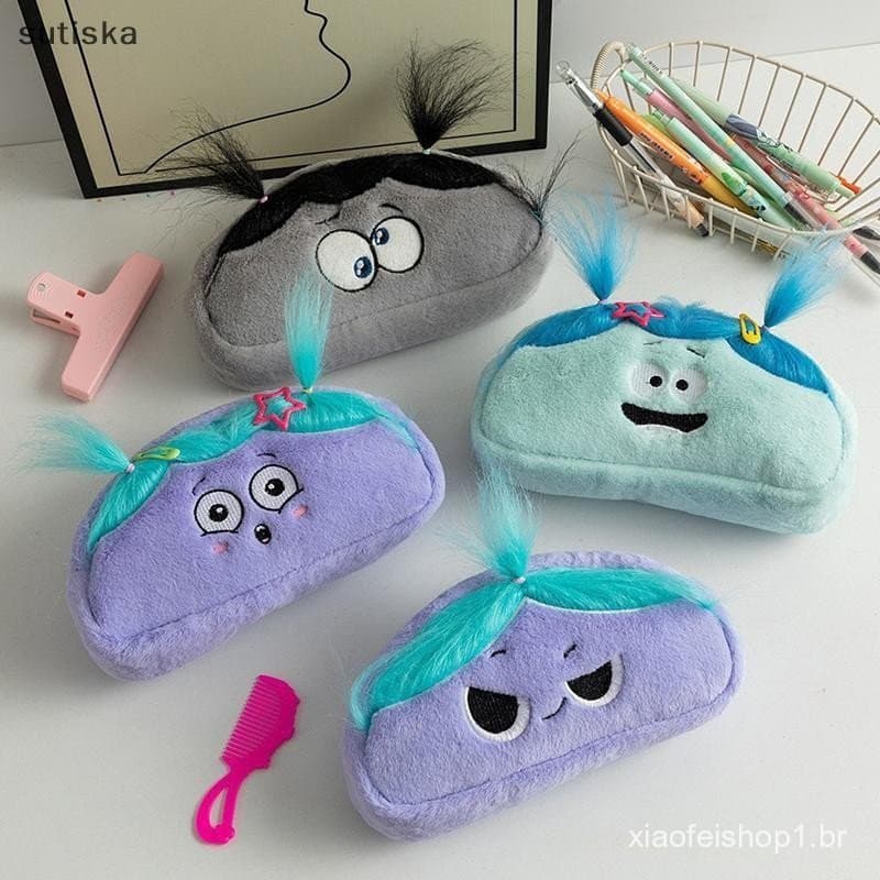 sutiska Kawaii Engraçado Grande Capacidade Saco De Lápis De Pelúcia Criativo Dos Desenhos Animados Menina Canetas Armaze