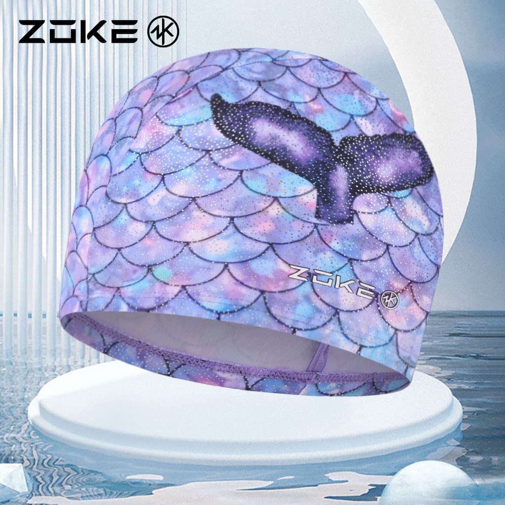 Zhuke touca de natação infantil de malha, cuidados com os cabelos, proteção para os ouvidos, piscina dedicada, médio e g