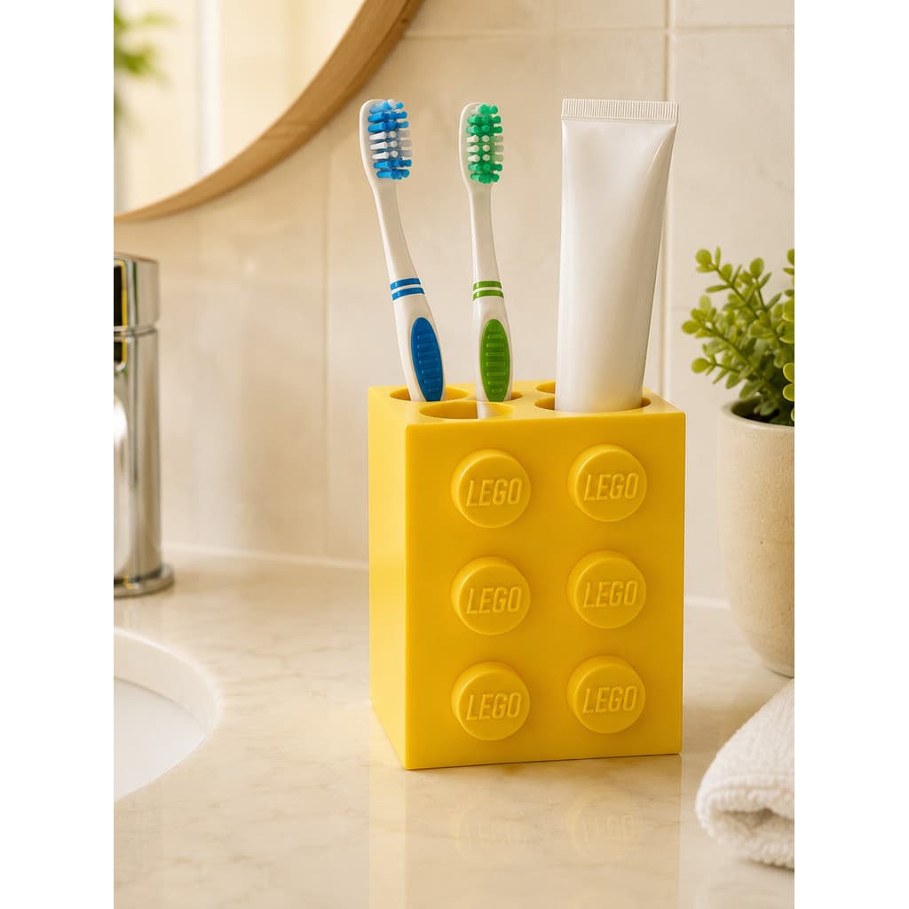 Porta Escovas de Dente Estilo Lego Organizador de Escovas e Creme Dental Porta Escova de Banheiro com Fundo Removível La