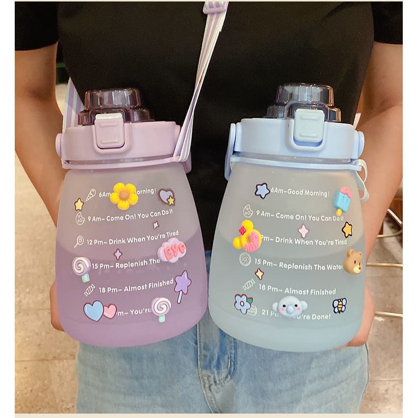 Influenciador esportes copo de água feminino verão portátil copo de palha de grande capacidade bonito grande barriga cop