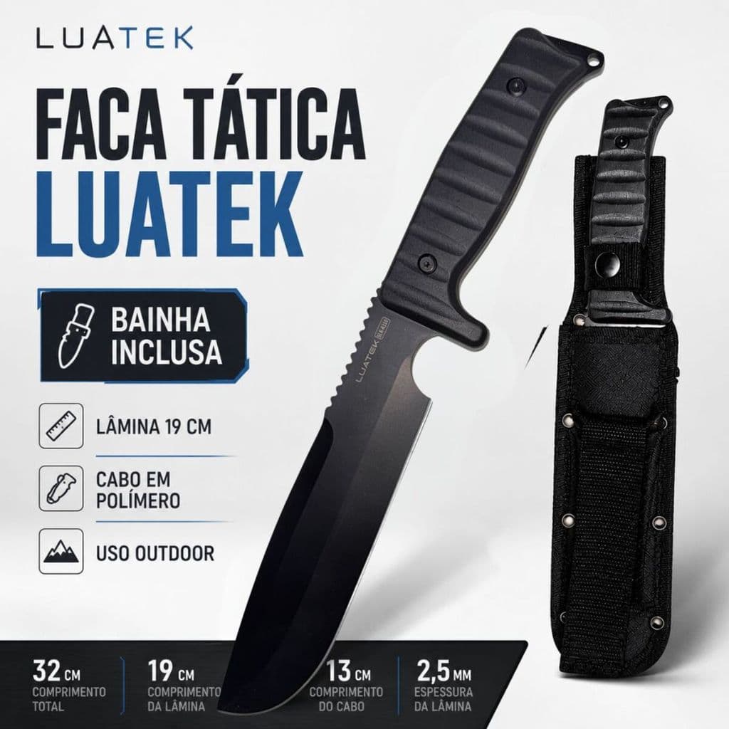 Faca  Luatek A310 Outdoor 32cm Aço 3Cr13 Cabo Ergonômico Com Bainha
