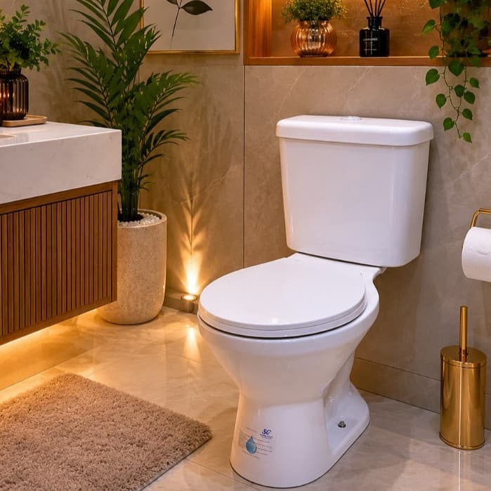 Bacia Vaso Sanitário Completo Com Caixa Acoplada Branco  Moderno