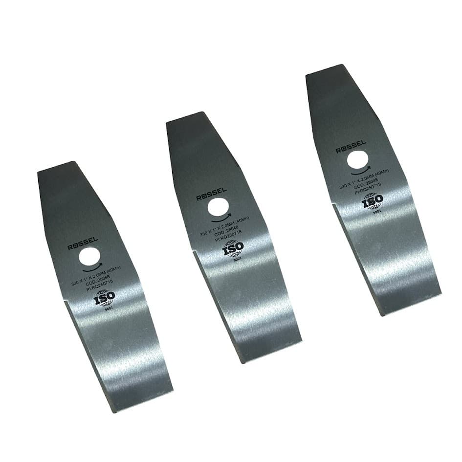 Lâmina 2 Pontas Roçadeira Furo 1" 330mm x 2,0mm c/3UN Universal Multimarcas Toyama Tekna