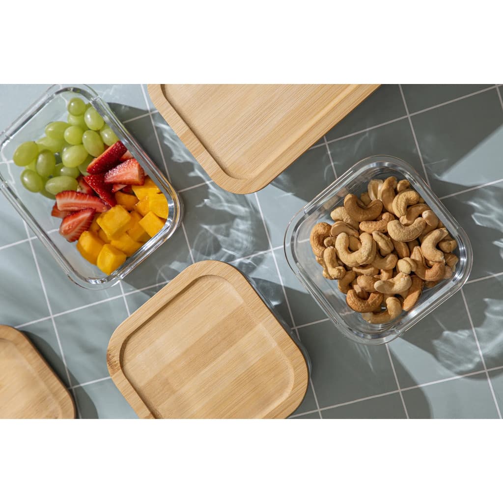 Pote de Vidro Marinex 830 ml com Tampa Bamboo Transparente - 1 Unidade