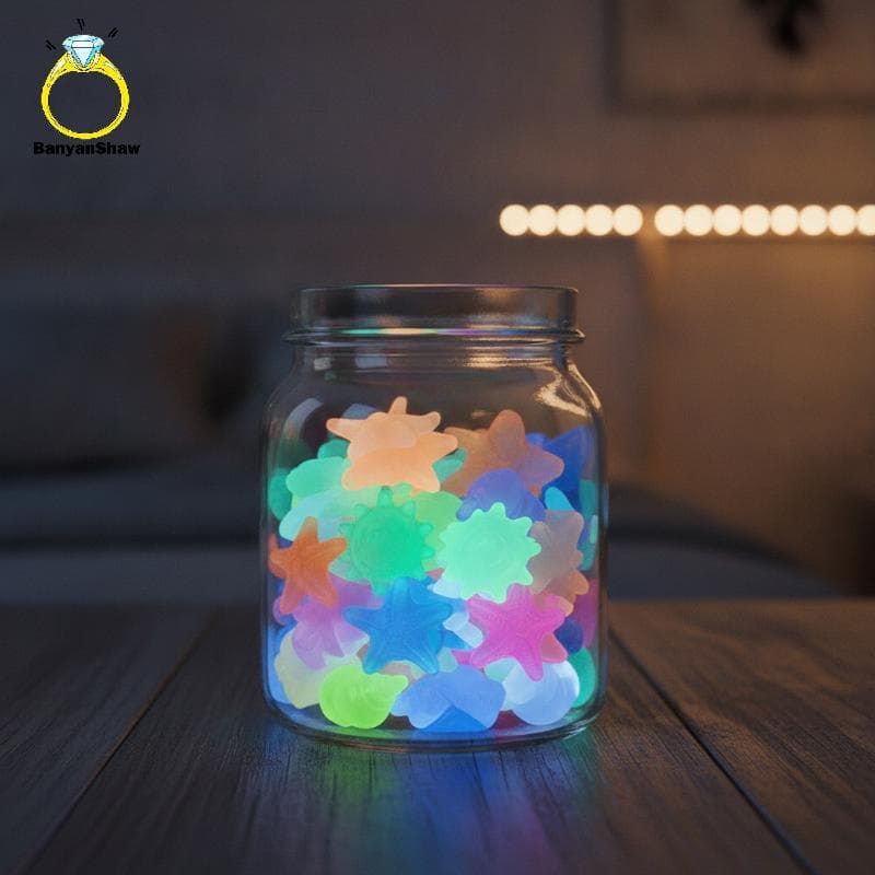 [BANY] 50 Peças De Seixos Decorativos Que Brilham No Escuro , Concha De Mar Fofa , Formato De Estrela Do , Não Tóxica Pa