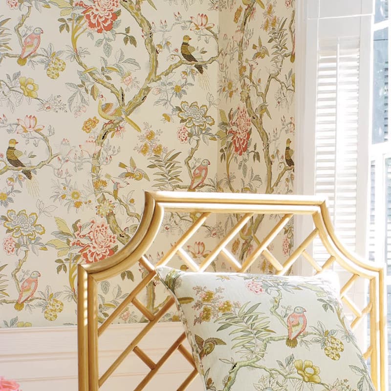 8D nórdico moderno simples papel de parede Pastoral Retro flor pássaro novo estilo chinês videira planta Mural sala esta