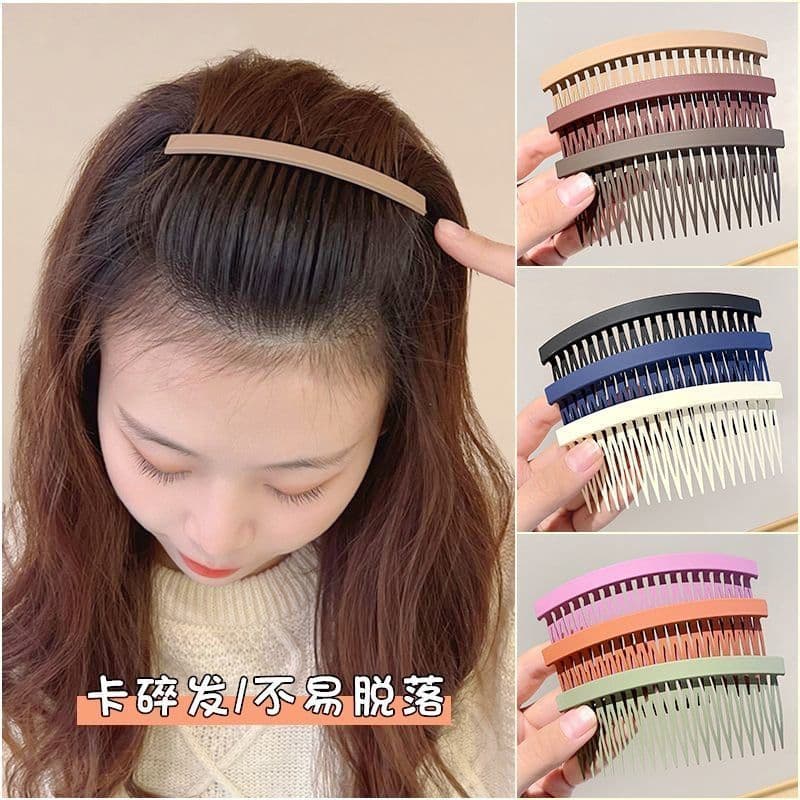 Fosco grande franja quebrado grampo de cabelo volta cabeça pente feminino testa fixação ferramenta útil argola de cabelo