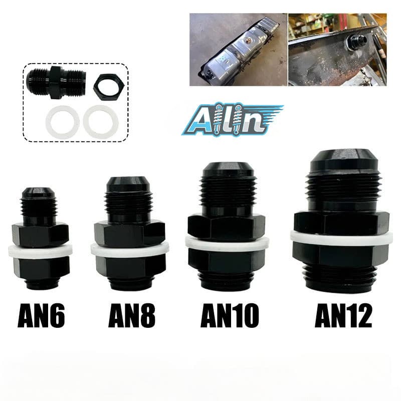 AN6 8 10 12AN Adaptador Reto De Encaixe De Anteparo Com Junta Para Tanque De Célula De Combustível