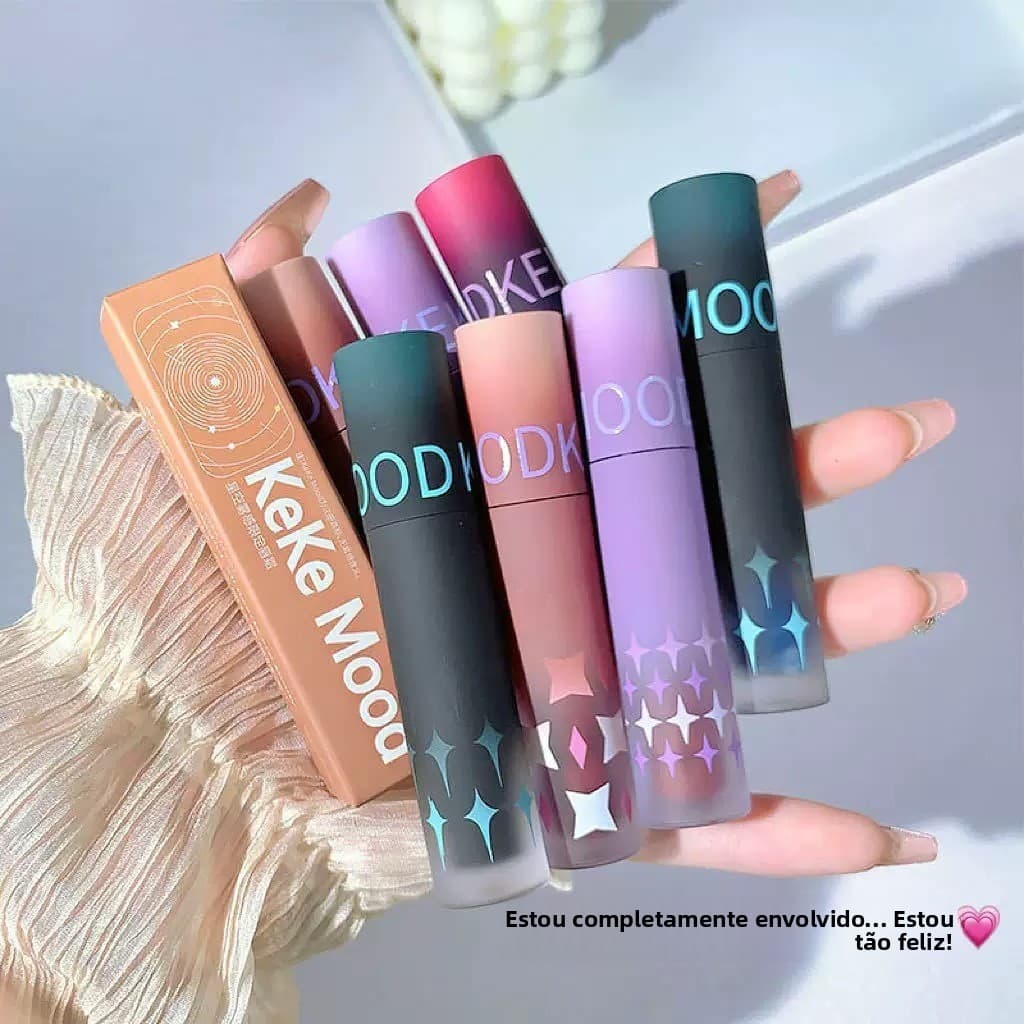 Caleidoscópio pêssego coração esmalte labial fosco textura de veludo copo antiaderente esmalte labial festa de estudante