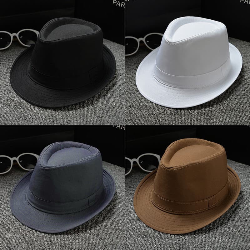 [Chapéu de Jazz britânico] Chapéu panamá de casal masculino/feminino, tecido de linho de algodão, chapéu de sol de tecid