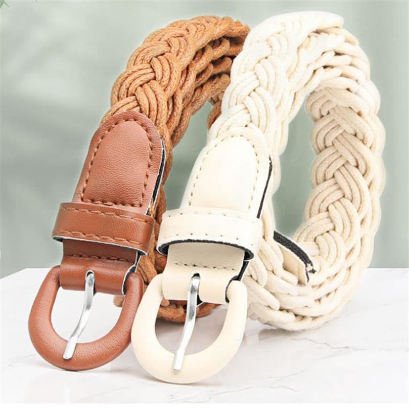 Novo estilo Retro senhoras corda de cera trançado cinto fivela de ferro do plutônio moda All-Match camisa vestido cinto