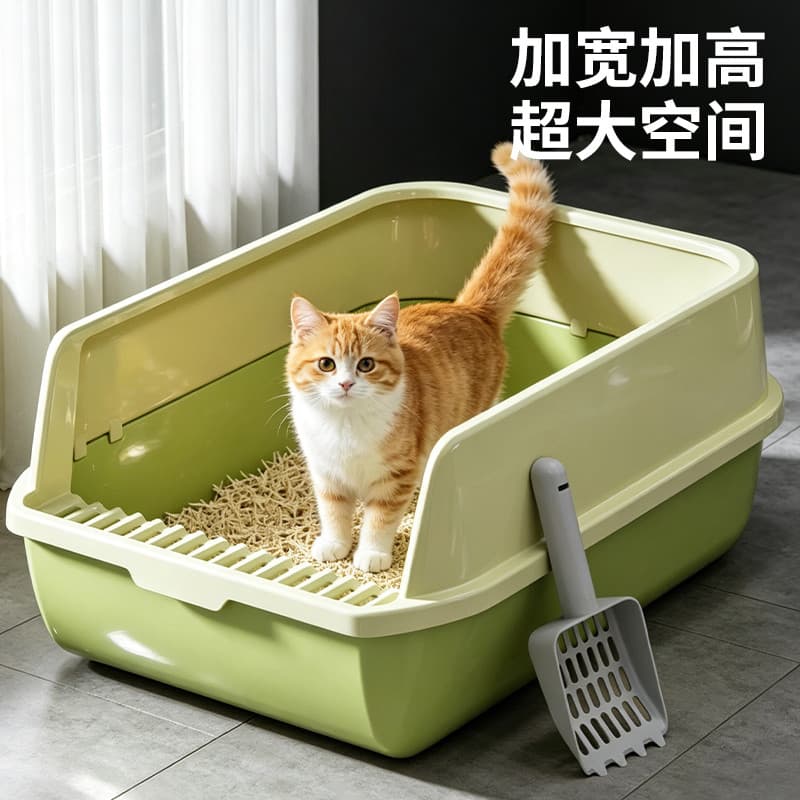 Caixa de areia para gatos, grande, Semi-fechada, à prova de respingos, Extra grande, caixa de areia para gatos, Maine, g