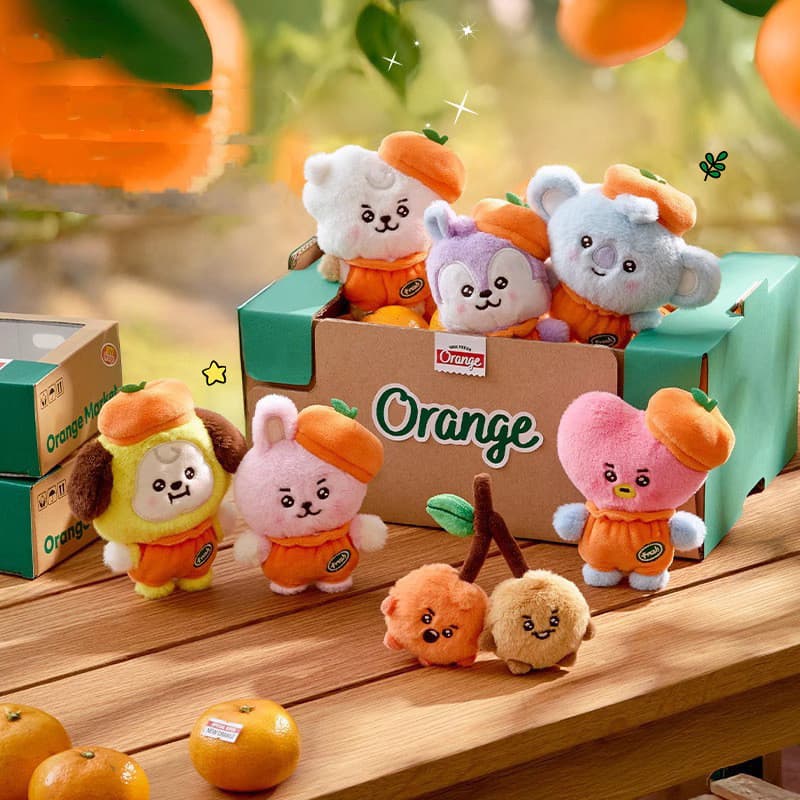 Desenhos Animados Bt21 Laranja Festa Brinquedo De Pelúcia Cooky Shooky Chaveiro Mochila Pingente Fãs Presente