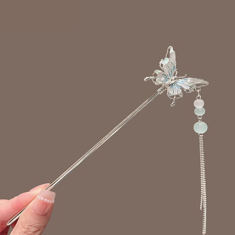 Nicho requintado novo estilo chinês borboleta borla hairpin prata estilo antigo bobina diária hairpin High-End passo agi