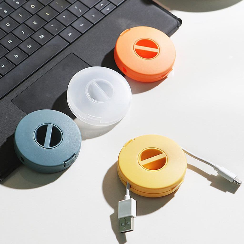 Suporte giratório para cabos, organizador de cabos de fone de ouvido, cabo USB, carregador de dados para celular, caixa