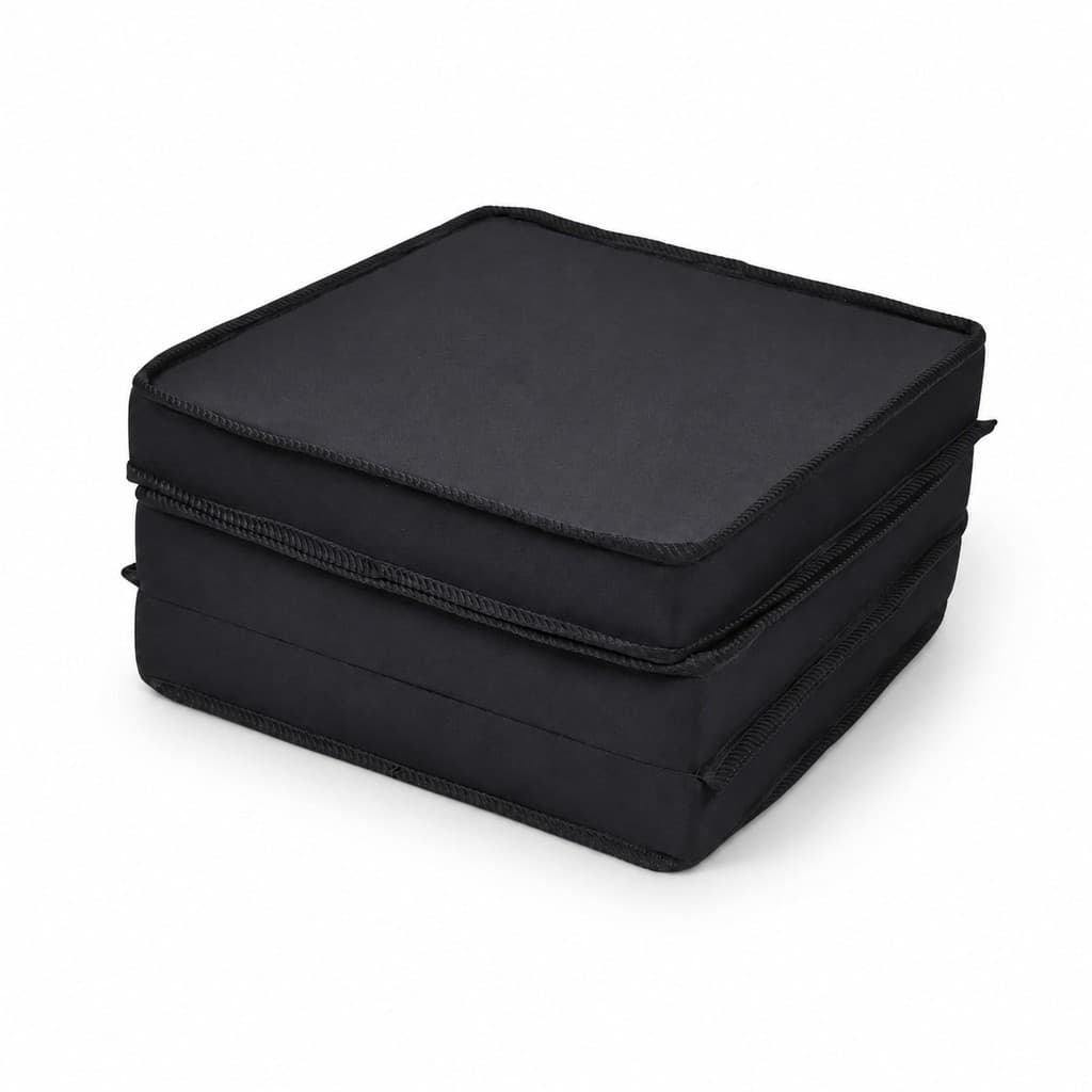 Puff Dobrável Multiuso 3 Em 1 Vira Colchão Solteiro 180x60 Poltrona Sofá Cama Espuma Firme Preto Compacto Prático
