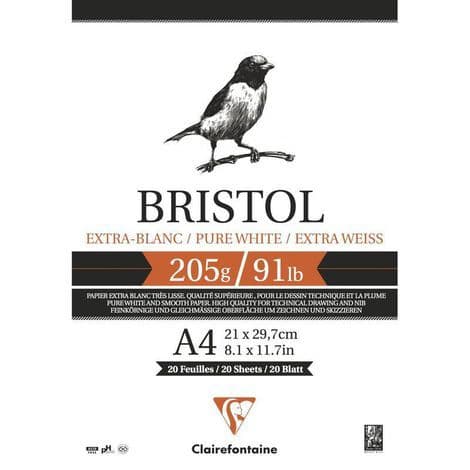 Bloco de Papel Bristol A4 205g com 20 Folhas Clairefontaine 96173c