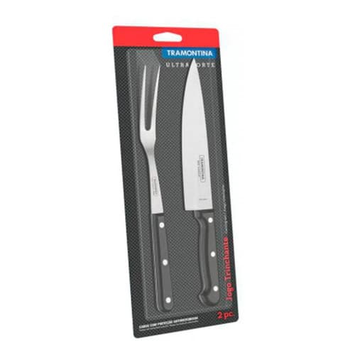 Conjunto faca 7" e garfo trinchante Tramontina Ultracorte Inox 2 Peças