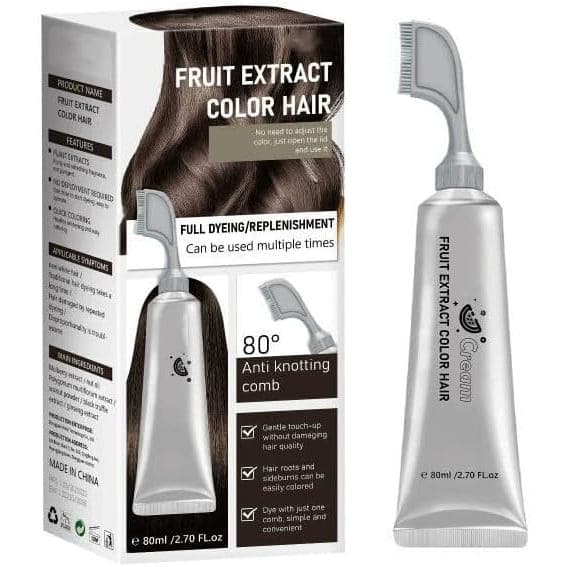 Pente para Tingir Cabelo com Essência de Frutas, Tintura Capilar para Cobrir Cabelos Brancos com Pente, Tintura Capilar