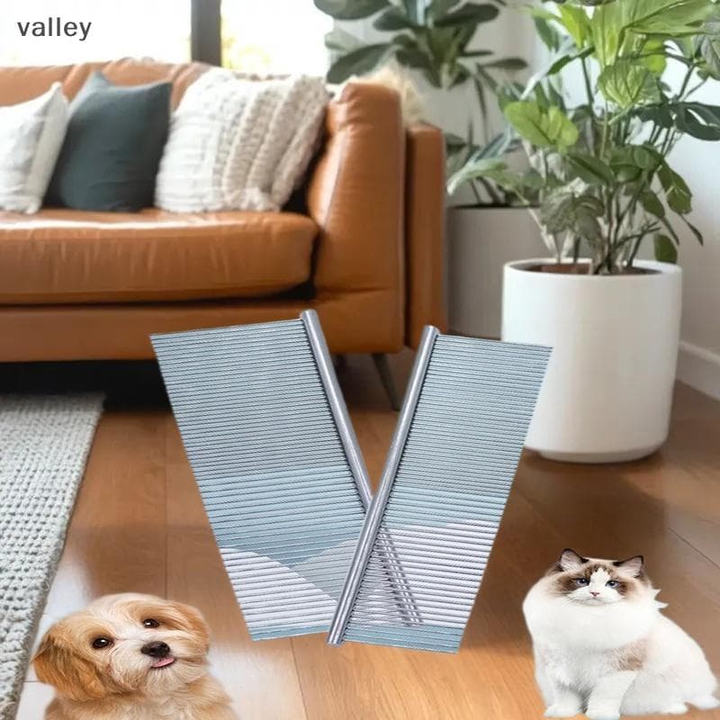 [VLY] Escova De Dentes De Fileira Dupla De Metal Para Cães E Gatos , Ferramenta Útil Cuidar De Pele De Cachorro [BR]