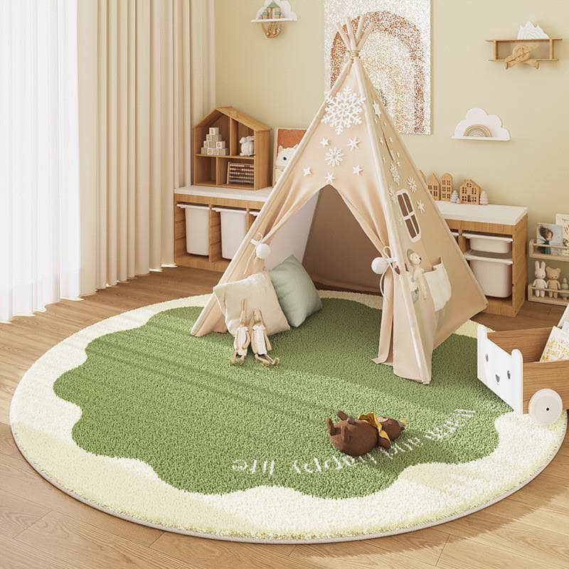 Estilo creme tapete redondo quarto das crianças área de leitura tenda quarto cadeira giratória tapete especial fabricant