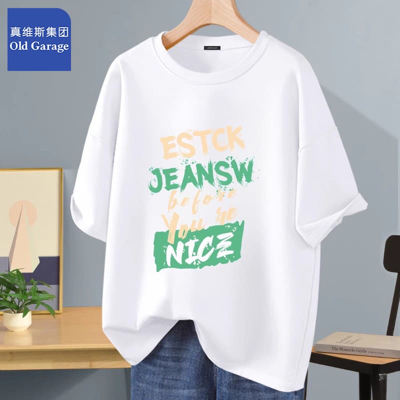 Zhenweisi americano Retro de manga curta camiseta masculina 2026 verão novo estilo juventude puro algodão solto roupas d
