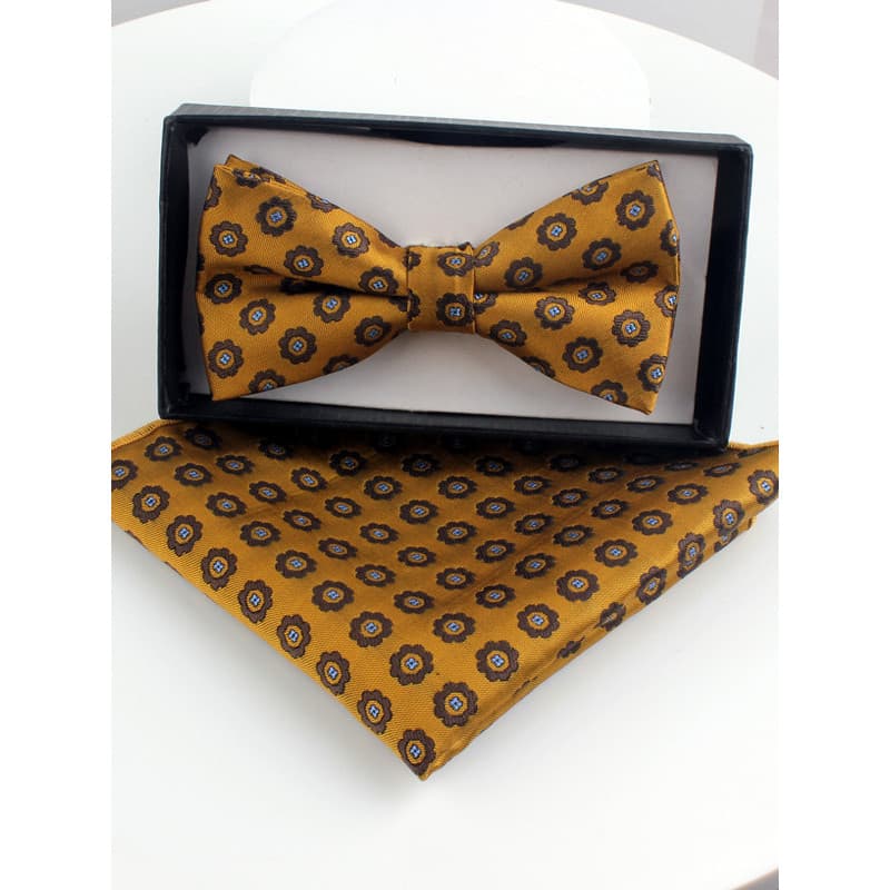 Lenço dourado verde escuro gravata borboleta e bolso quadrado terno Formal masculino terno cavalheiro combinando arco nó