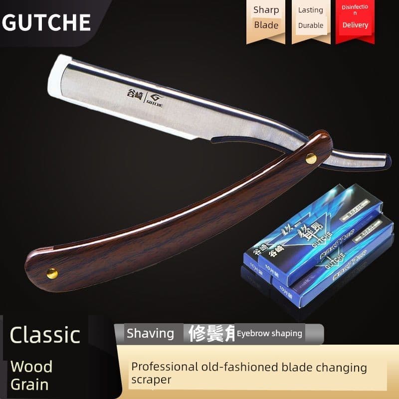 Navalha de corte de cabelo manual, navalha à moda antiga, suporte de barbear para cabeleireiro, lâmina de barbear para s