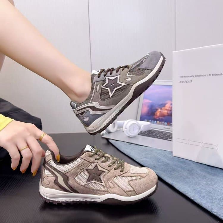 Tênis de corrida retrô feminino novo estilo Merad Star Mesh,