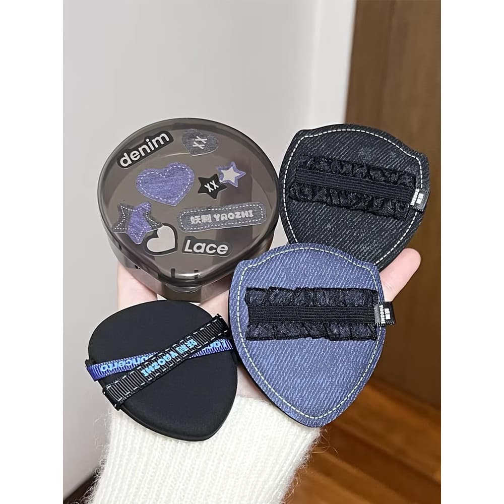 Macarrão não é fácil de comer!YZ/Demon-Made rendas Denim Puff adequado para fundação líquida molhado seco dupla utilizaç