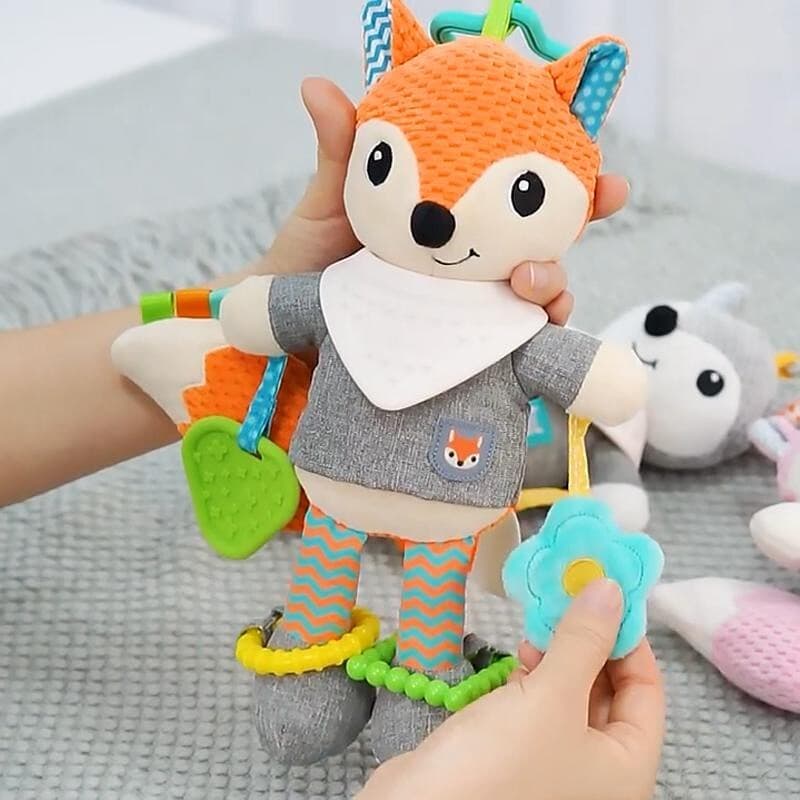 Sozzy recém-nascido 0-3 anos de idade bebê reconfortante cama de pelúcia pendurado carrinho de bebê pingente raposa acom