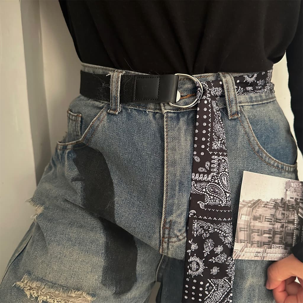 Versão coreana novo estilo senhoras caju flor cinto All-Match decorativo Jeans cinto duplo-anel fivela único cinto acess