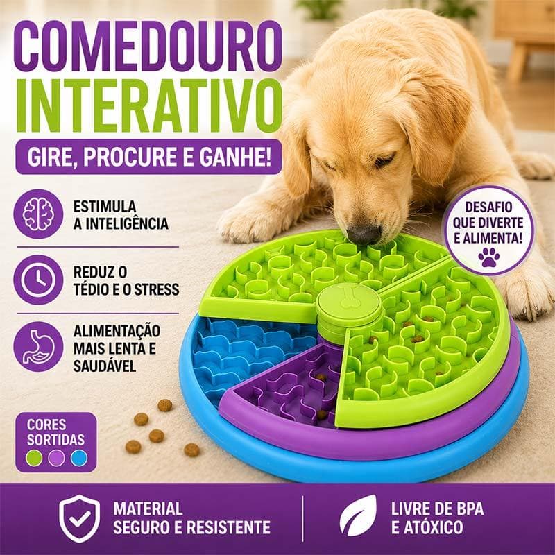 Comedouro Cão Gato Interativo Lento Antiglotão Educativo Saúde Bucal Digestiva