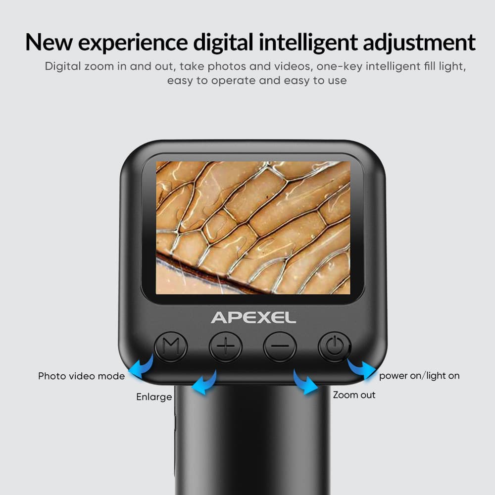 APEXEL APL-MS008 Microscópio digital portátil Câmera com tela LCD de 2,0 polegadas para crianças Ampliação 12X-24X