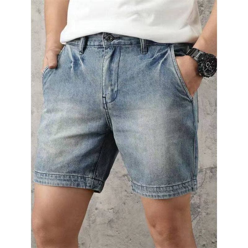 Retro lavado Denim shorts masculino respirável calças macacão rua Wear moda verão estilo fino quarto calças shorts finos