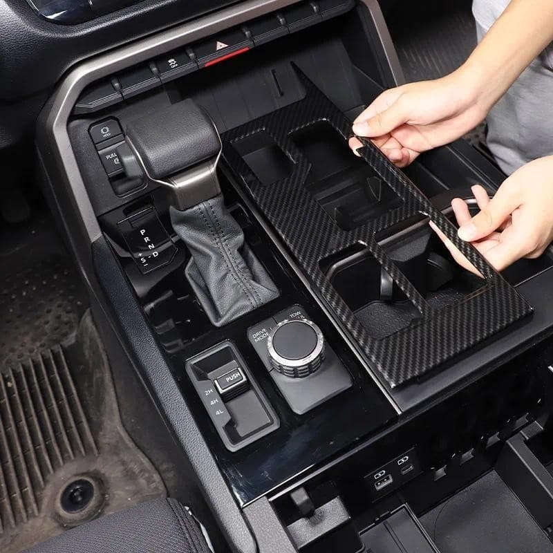 ABS Fibra De Carbono Para Toyota Tundra/Sequoia 2022 2023 Painel De Engrenagem Central Do Carro Capa Adesivo Decorativo