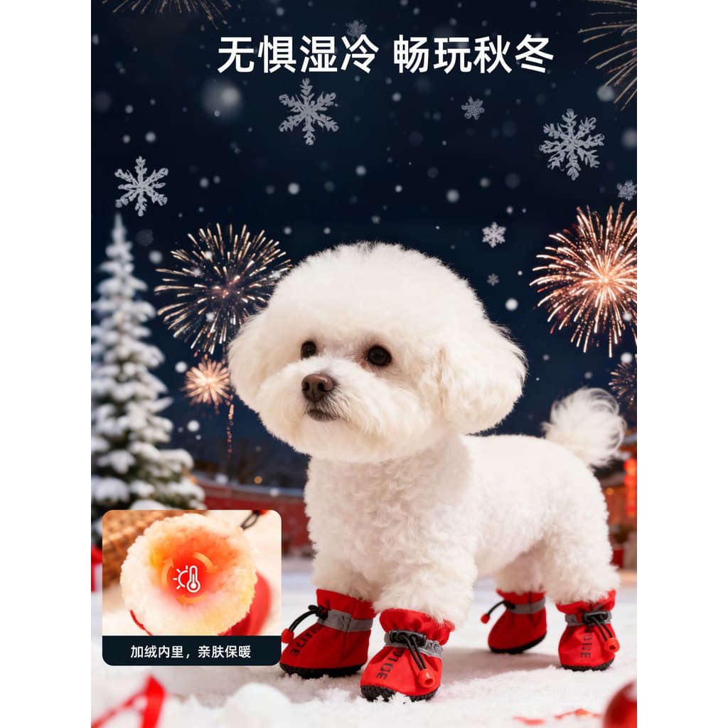 Sapatos para cães inglês impresso colorido sola macia mais sapatos de veludo versão atualizada não pode sair pequeno cão