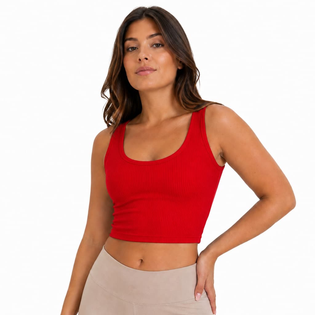 Kit 2 Cropped Regata Básica Com Alça Grossa Ribana Canelada